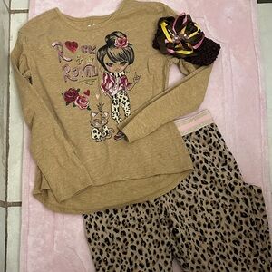 Rock & Royal Kids Pajama Set - Tan Leopard Print